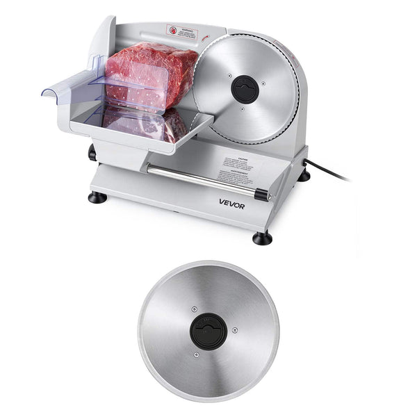 VEVOR - Meat Slicer, 7.5" Electric Deli Slicer with 2 SUS420 Blades & 0-0.6" Adjustable Thickness, 200W Home Food-Slicer - Silver