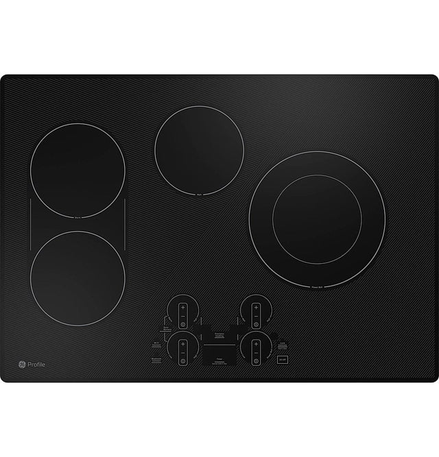GE Profile - 30 in. Wide 4 Element Electric Built-In Touch Control Cooktop with Power Boil on Dual-Ring Element - Black