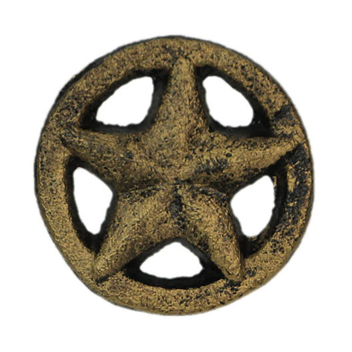 Zeckos - Set of 12 Antique Western Star Cast Iron Knobs - 2" - Drawer Pulls - Gold