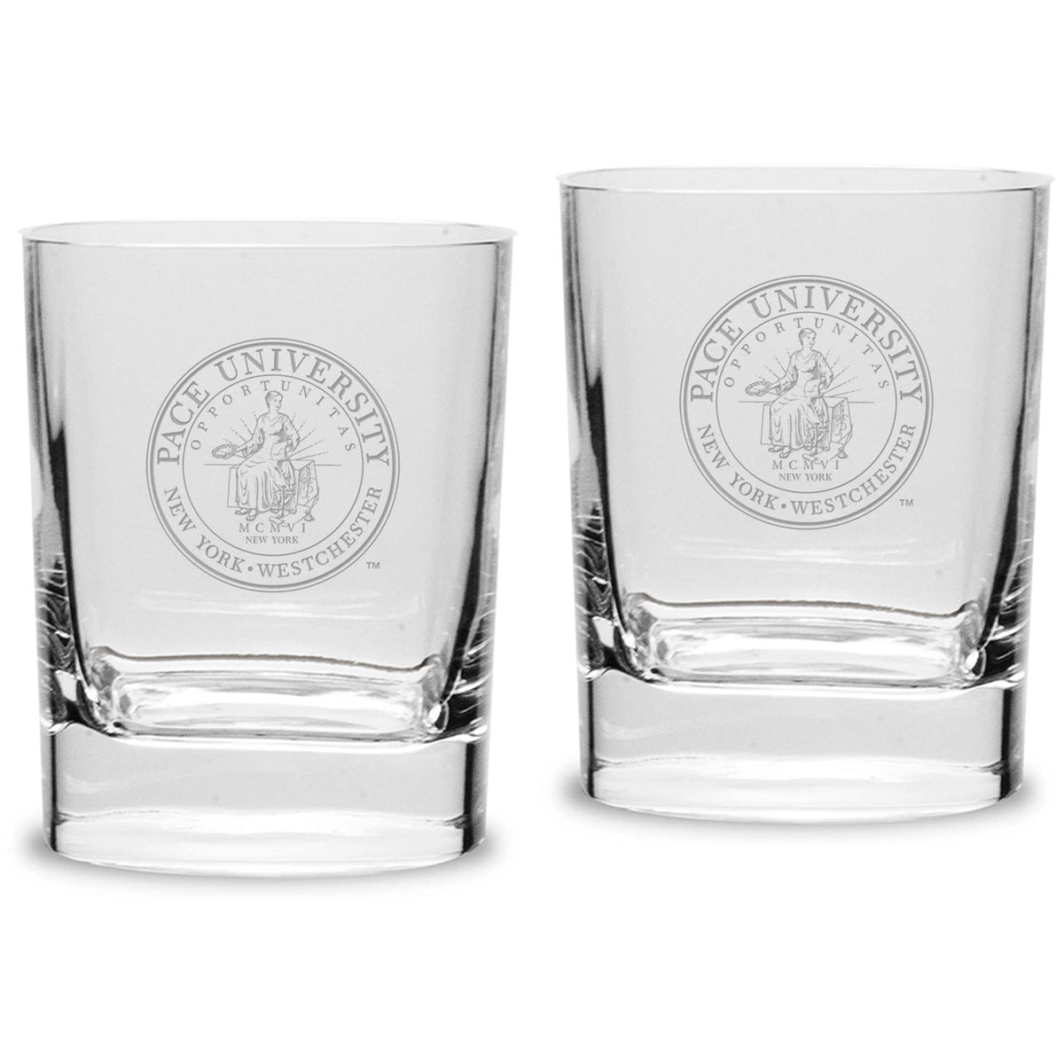 Jardine - Pace University Setters 11.75oz. Square Double Old Fashioned Glass Set - Multicolor