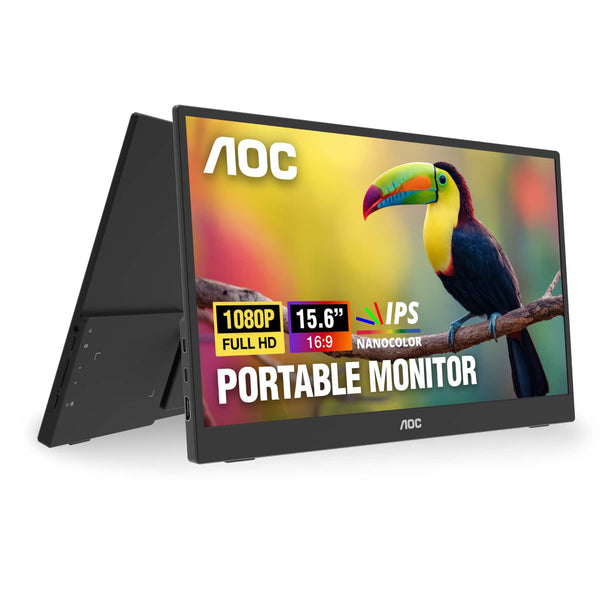 AOC - 16T35 15.6" IPS Panel Portable Monitor, LED, FHD (1920x1080), USB-C - Black