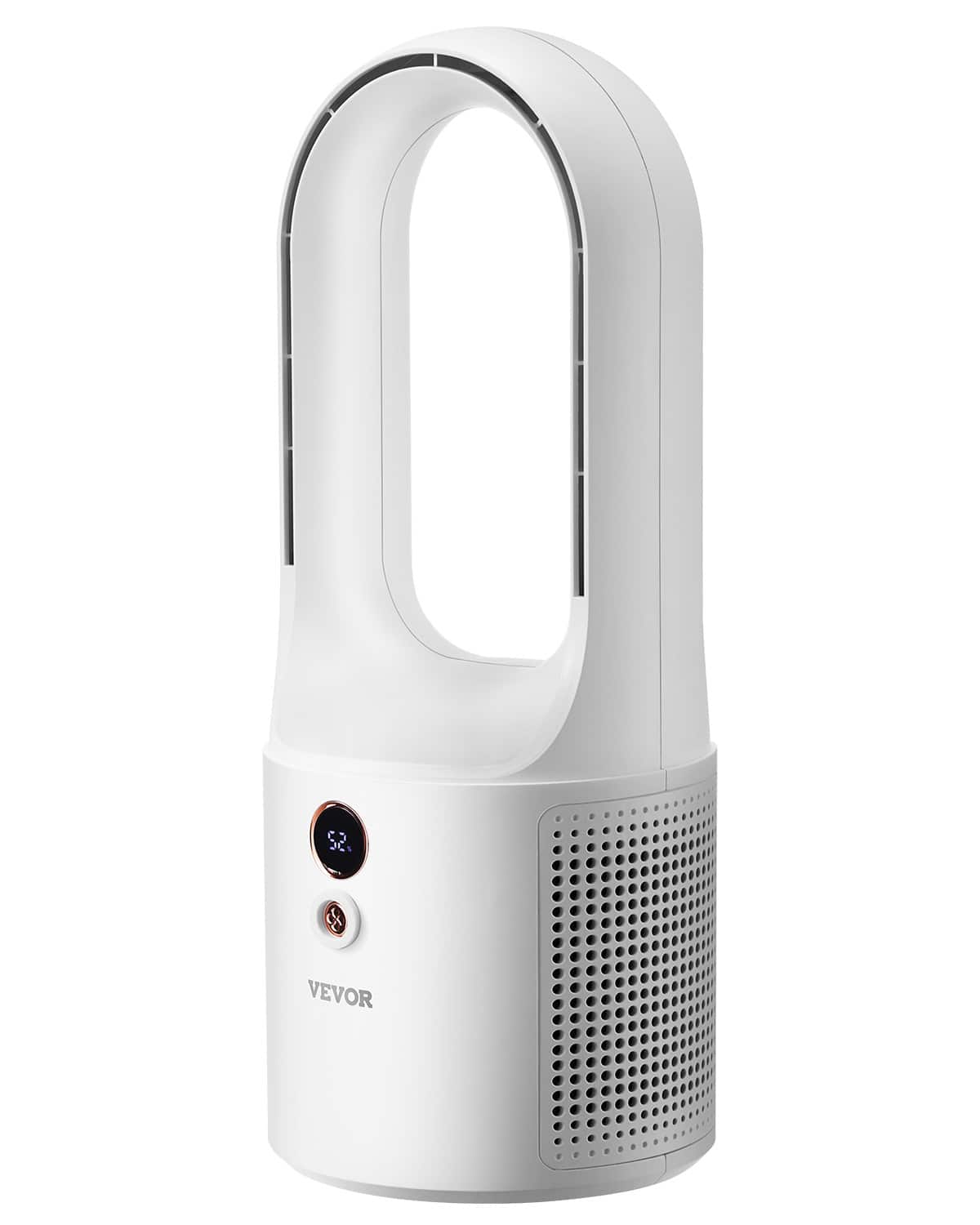 VEVOR - Desk Fan Bladeless, 12.99 Inch Portable Desk Fan, 6-Speed USB Quiet Cooling Small Tower Fan with Rechargeable Battery - White