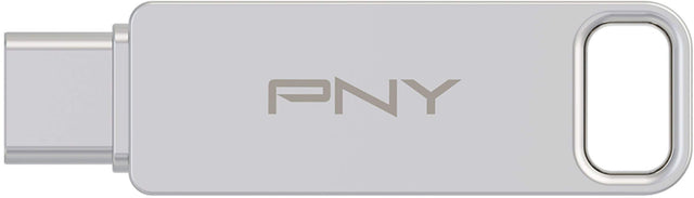 Front. PNY - 64GB DUO LINK USB 3.2 Type-C Dual Flash Drive - Silver.