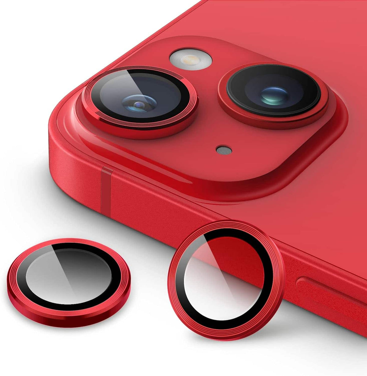 Entronix - Luxury Metal Camera Lens Protector for iPhone 15 and 15 Plus - Red