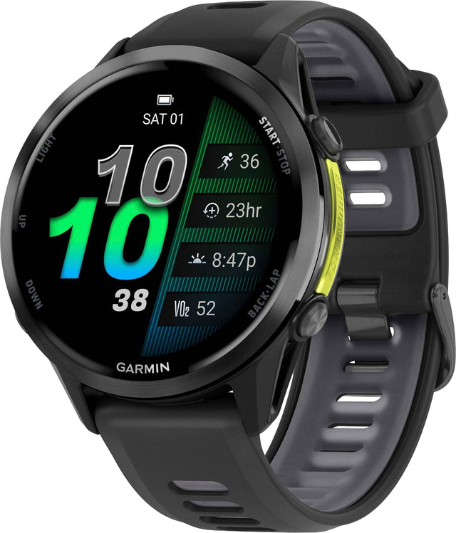 SAT 01 LIGHT 10 36 START-STOP STOP + 23hr UP 10 8:47p DOWN 38 VO2 52 BACK-LAP HR 10 GARMIN