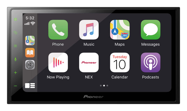 5:32  
280 280  
Phone  
Music  
Maps  
Messages  
Now Playing  
NEX  
Calendar  
Podcasts  

Tuesday 10  

Pioneer