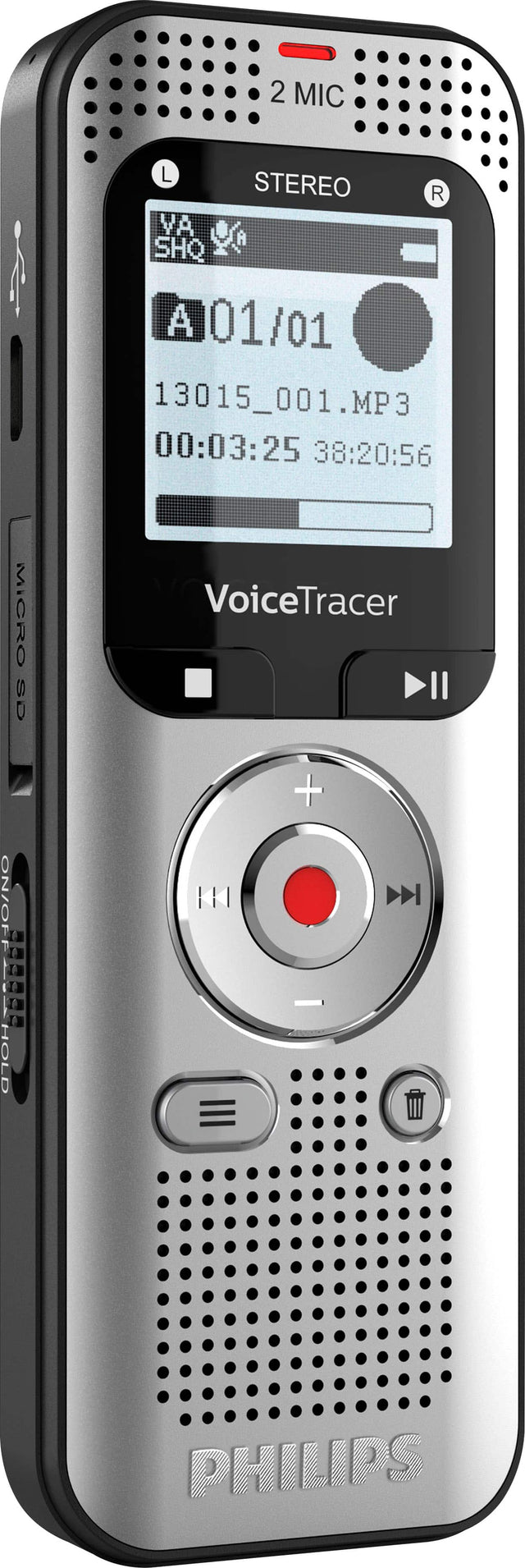 Front. Philips - VoiceTracer DVT2015 8GB Voice Recorder with Sembly Cloud Speech-to-Text Software.