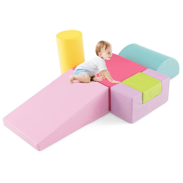 Front. Gymax - Gymax 6 PCS Kids Climber Play Set Indoor Foam Climb & Crawl Activity Blocks w/ Cover - Multicolor.