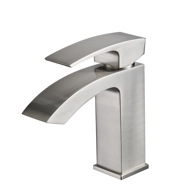 Front. Boyel Living - Single Hole Single Handle Bathroom Faucet Brushed Nickel with Supply Lines Brass Durable Modern Easy Install - Brushed Nickel.