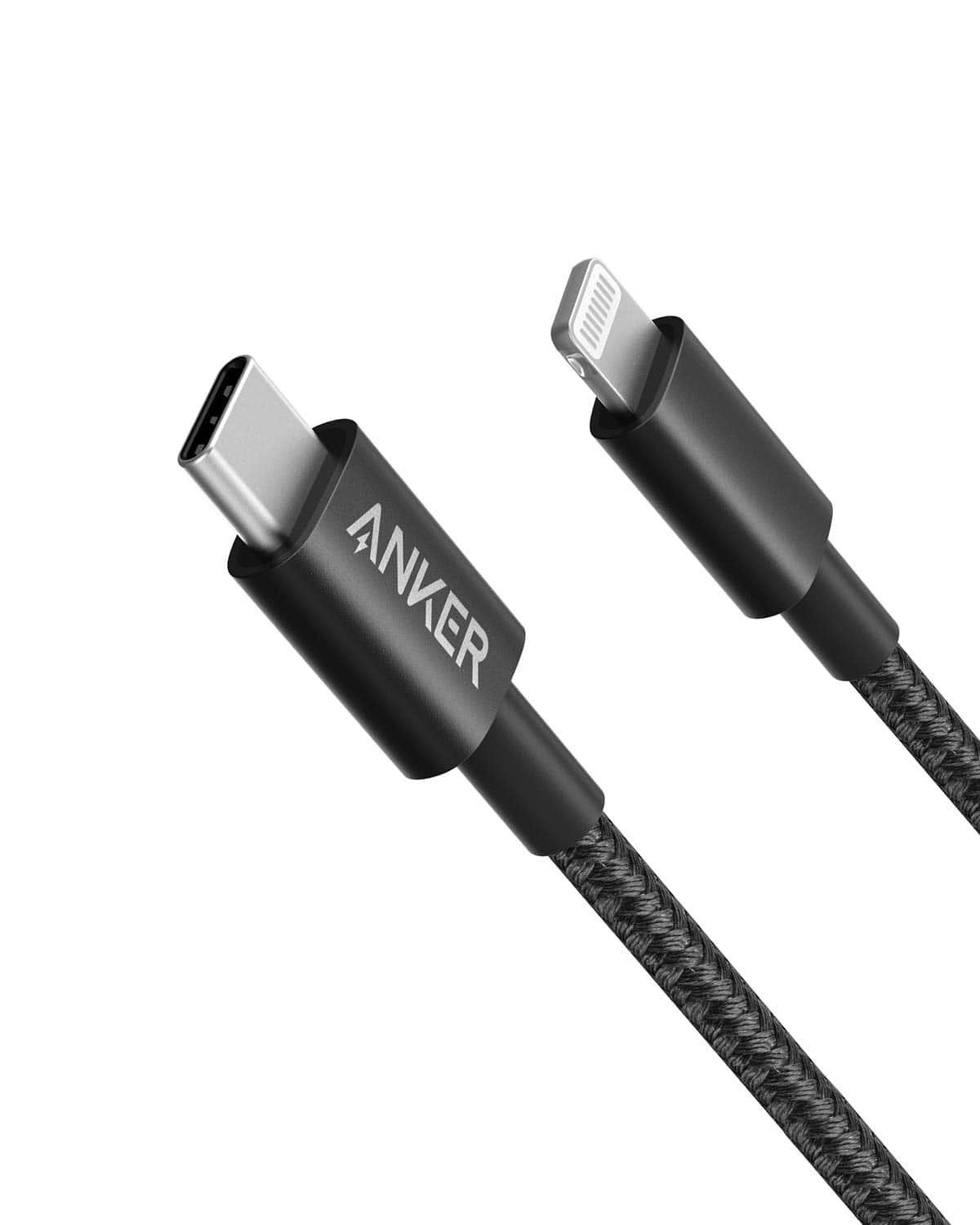 Anker - New Nylon USB-C to Lightning Charging Cord (3.3ft) - Black