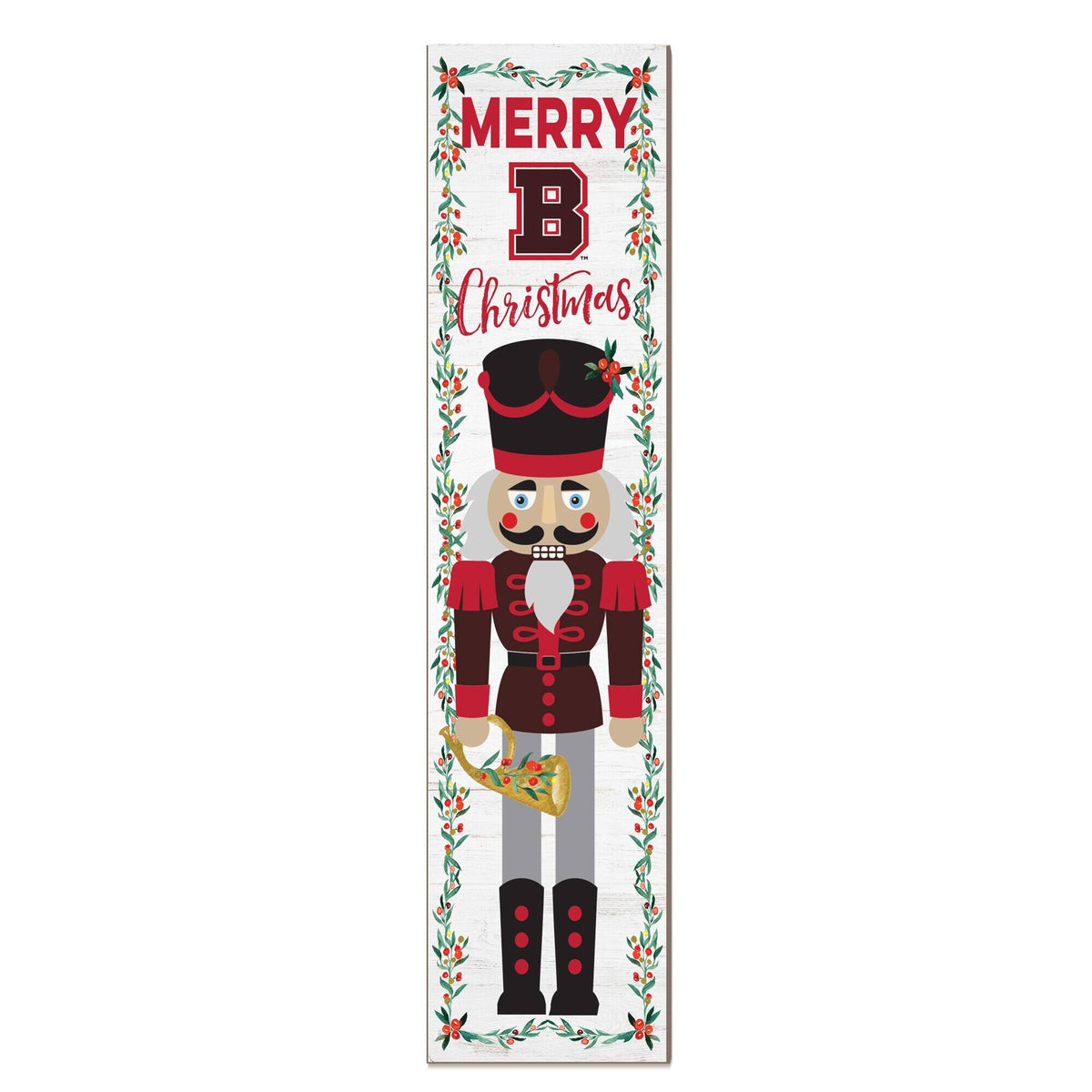 Jardine - Brown Bears 11" x 46" Nutcracker Holiday Leaner Sign - White