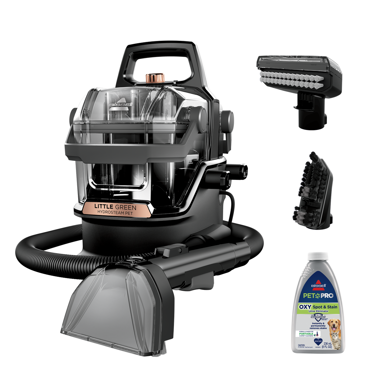 BISSELL - Little Green HydroSteam Pet Corded Portable Deep Cleaner - Titanium with Copper Harbor accents