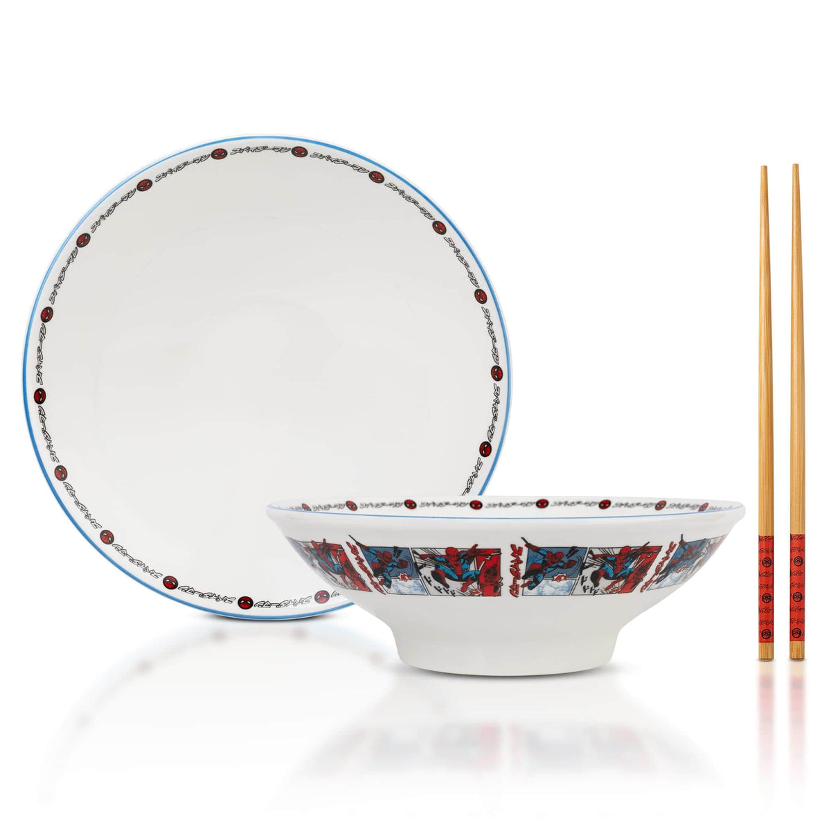Marvel - Spider-Man Manga Panels 30-Ounce Ramen Bowl and Chopstick Set - Multi-Colored