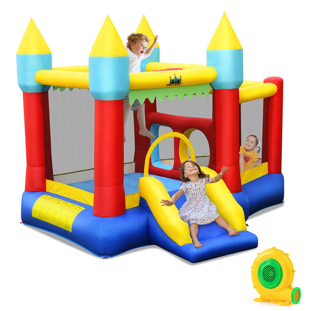 Front. Costway - Costway Inflatable Bounce House Slide Jumping Castle w/ Tunnels Ball Pit & 480W Blower - Multicolor.