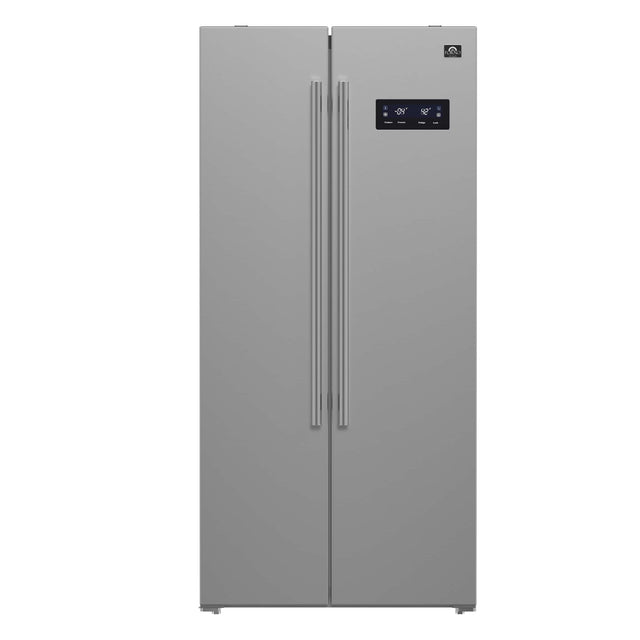 Front. Forno Appliances - 33 in. Wide Salerno 15.6 Cu. Ft. Side-by-Side Refrigerator - Stainless Steel.