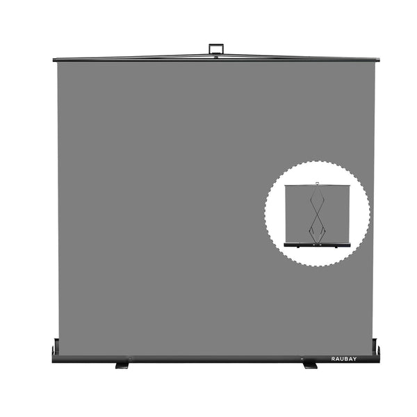 RAUBAY - 6.6′ x 6.9′ Collapsible Grey Screen Backdrop Portable Retractable Panel Photo Background with Stand - Gray
