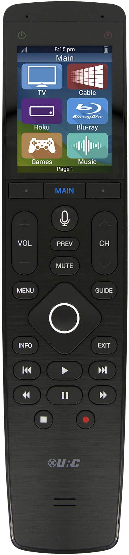 Universal Remote Control - Touch Screen Wand Remote with Microphone - Black