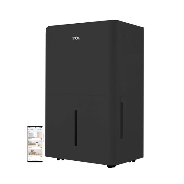 TCL - 50 Pint 4500 Sq. Ft. 7.5 Quart Bucket Capacity Smart Portable Dehumidifier with Pump, ENERGY STAR Certified - Black
