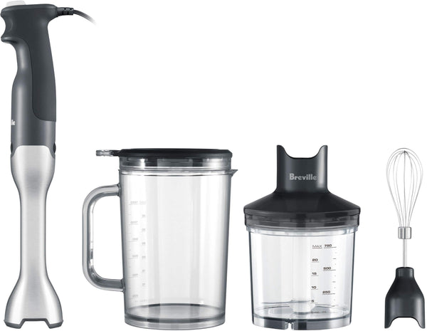 Breville - Control Grip Immersion Blender, 280W with 15 speed settings - Brushed Stainless Steel