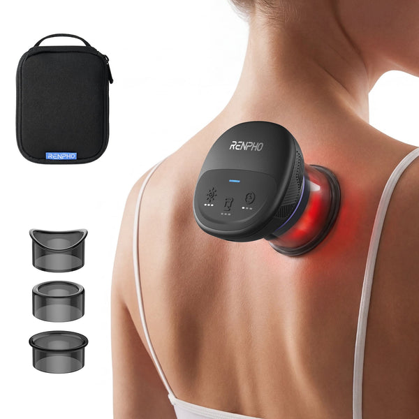 Renpho - 4-in-1 Smart Cupping Massager Kit, 850nm Infrared Heating Electric Cupping Set with 3 Cups, 70 min Runtime - Black