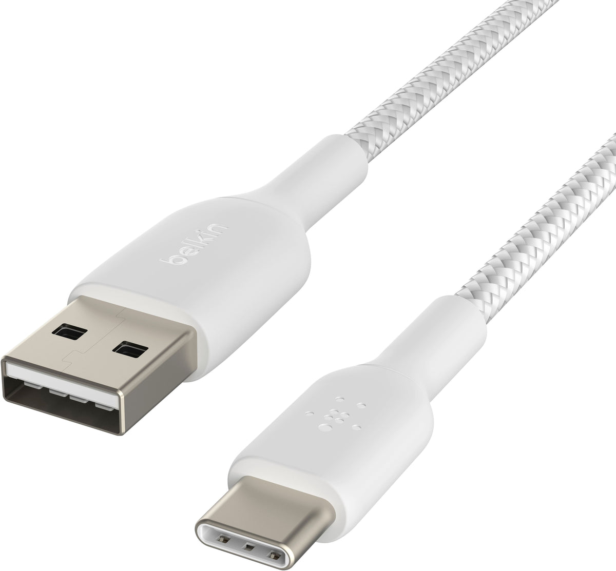 Belkin - BOOST↑CHARGE Braided USB-C to USB-A Cord 6.6ft for iPhone 17 Series, Samsung, Google Pixel 9 & 10, iPad Pro & More - White