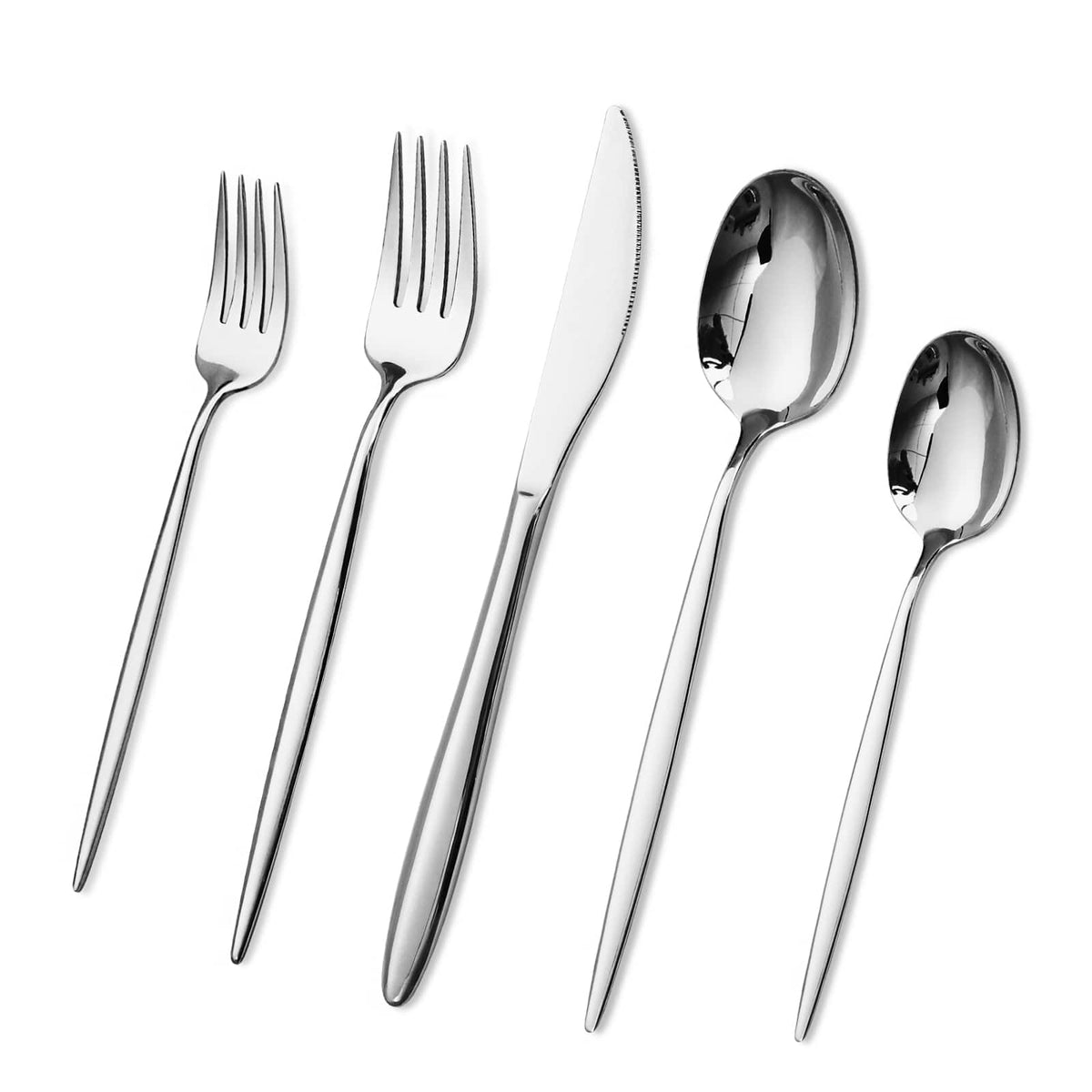 Hansmart - LORENA 20Pcs Stainless Steel Silverware Set Including Knives, Forks, And Spoons Flatware Utensil for Kitchen Dining Set - Silver