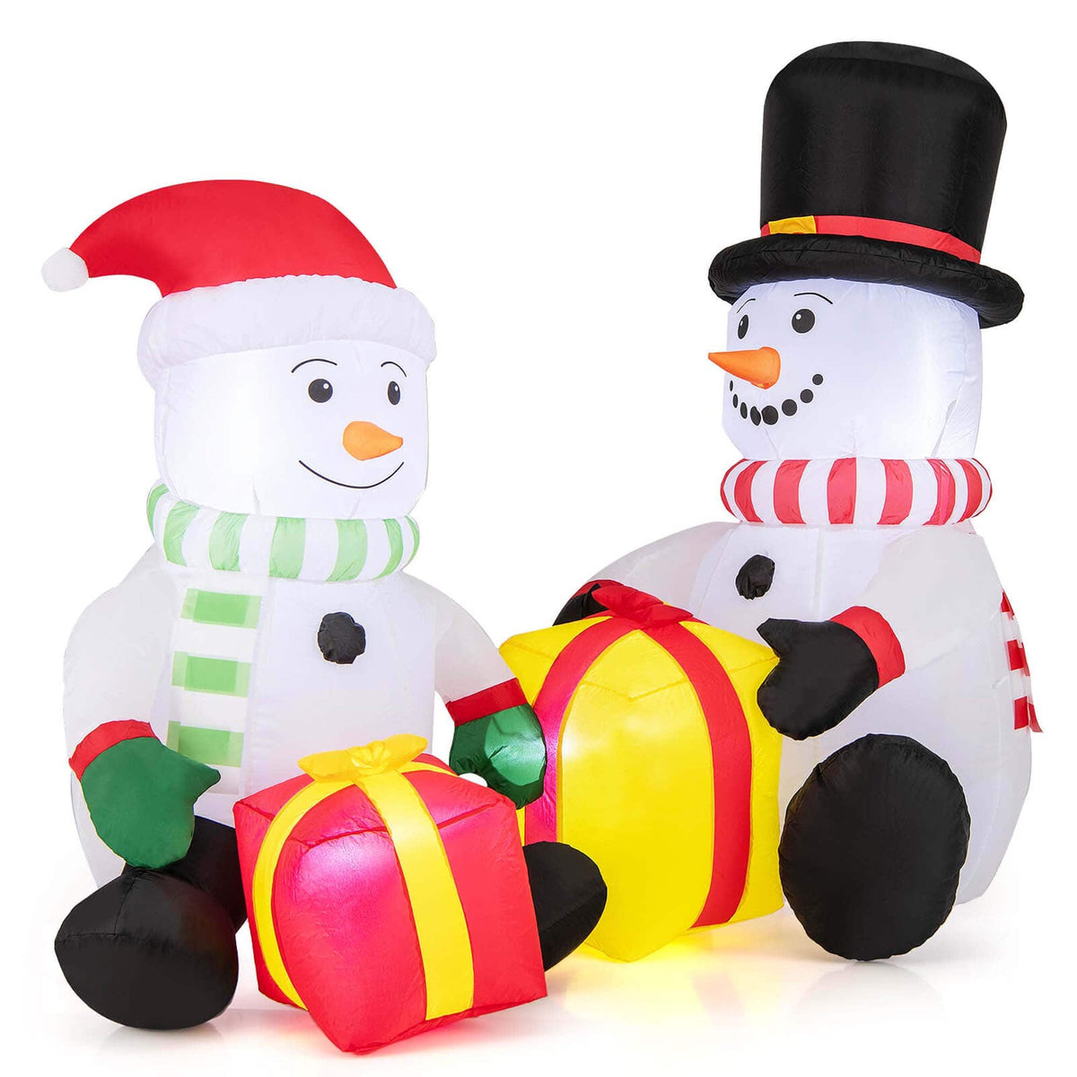 Costway - 5 FT Christmas Inflatables with Gift Boxes 4 Bright LED Lights for for Party - Multicolor