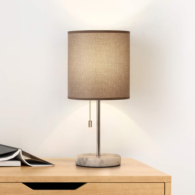 Front. Oumilen - Bedroom Bedside Table Lamp Marble Desk Light Nightstand Lamp Pull-Chain Switch.