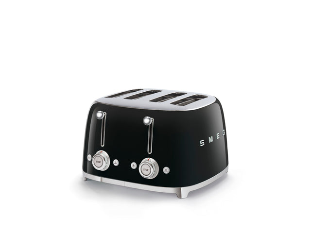 Front. SMEG - SMEG TSF03 4-Slice Wide-Slot Toaster - Black.