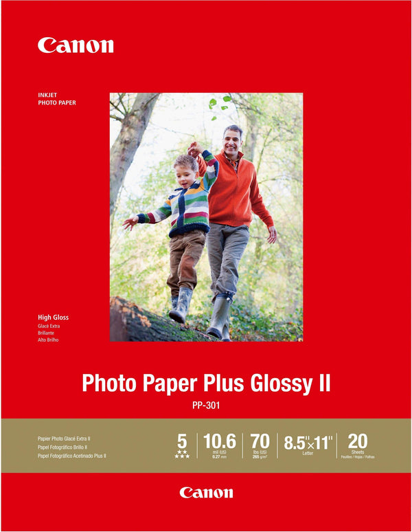 Canon - PP-301 Photo Plus II High-Glossy Photo 8.5" x 11.02" 20-Count Paper - White
