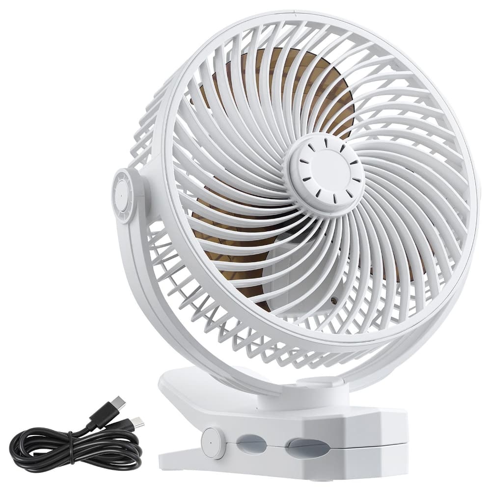 Loheer - Rechargeable Clip On Fan Portable USB Desk Fan Quiet Clamp Fan for Golf Cart Camping