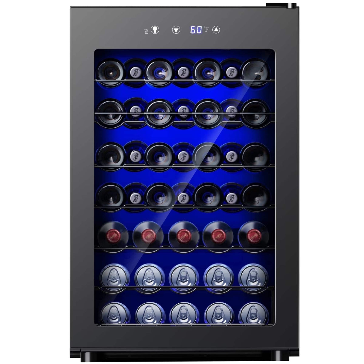SIMZLIFE - 45 Bottle Wine Cooler Refrigerator,Built-in Wine Fridge with Stainless Steel Glass Door,Ideal for Home, Kitchen & Office - Black