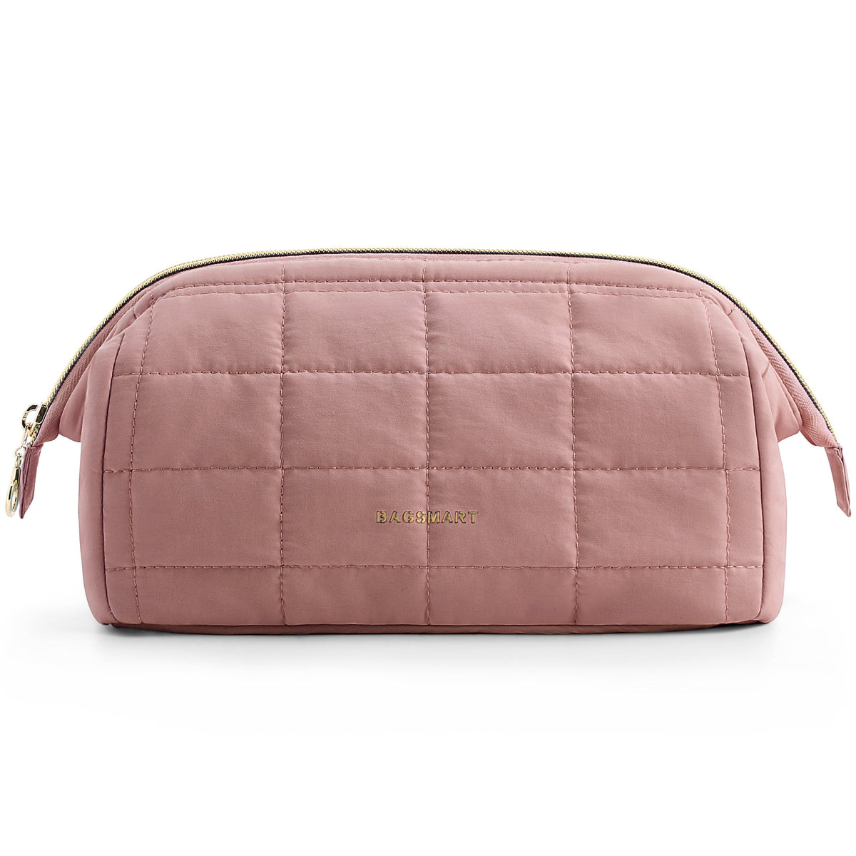 Bagsmart - Wide-open Makeup Bag Cosmetic Pouch Organizer Travel Toiletry Bag Essentials Accessories for Women Girls - Dark Pink