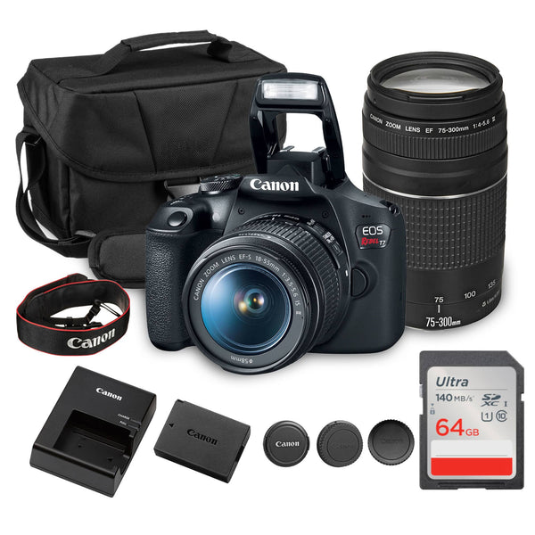 Bundle - Canon - EOS Rebel T7 DSLR Camera Dual Lens Kit 18-55mm 75-300mm