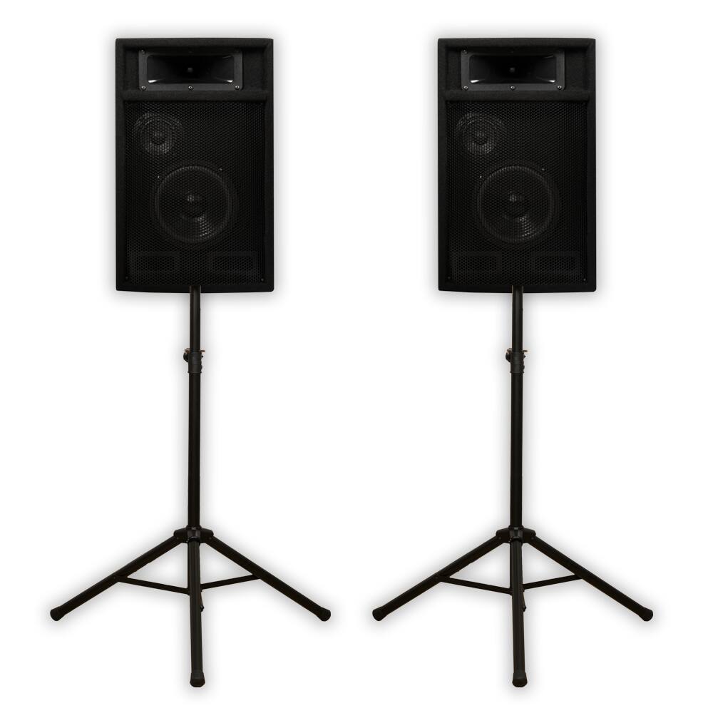 Acoustic Audio by Goldwood - PA-365X Passive 6.5" DJ Speakers and Stands PA Karaoke 3-Way Studio Home Audio - Black