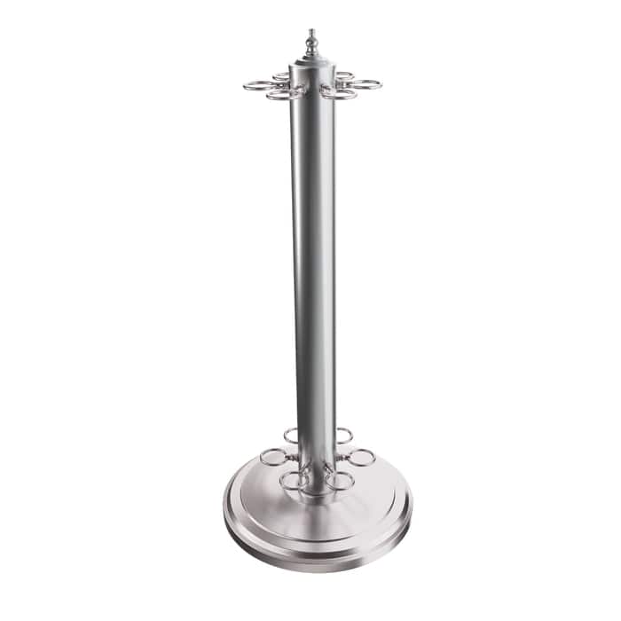 GSE Games & Sports Expert - Metal 6 Floor Stand Pool Cue Rack, Billiard Pool Cue Rack Only, Stand Style Cue Rack - Brushed Nickel