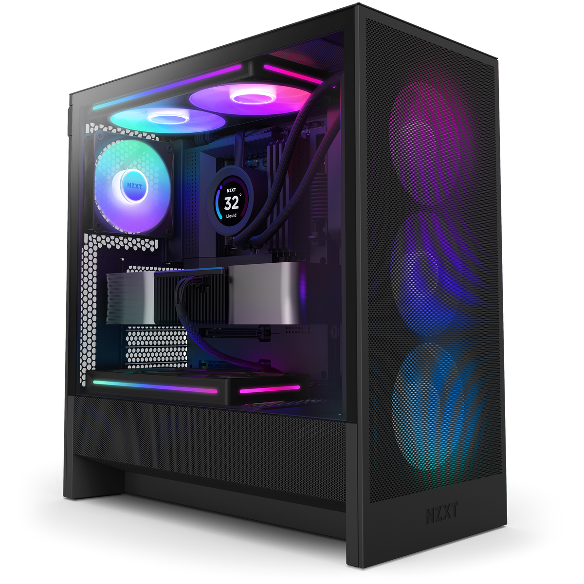 NZXT - H5 Flow RGB 2024 Compact ATX Mid-Tower Airflow PC Case - Black