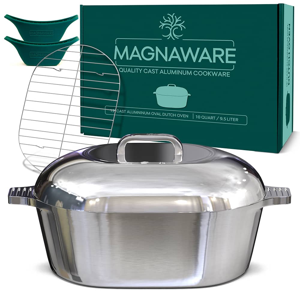 Magnaware - Oval Dutch Oven with Lid - 10 Quart (15 Inch) - Aluminum