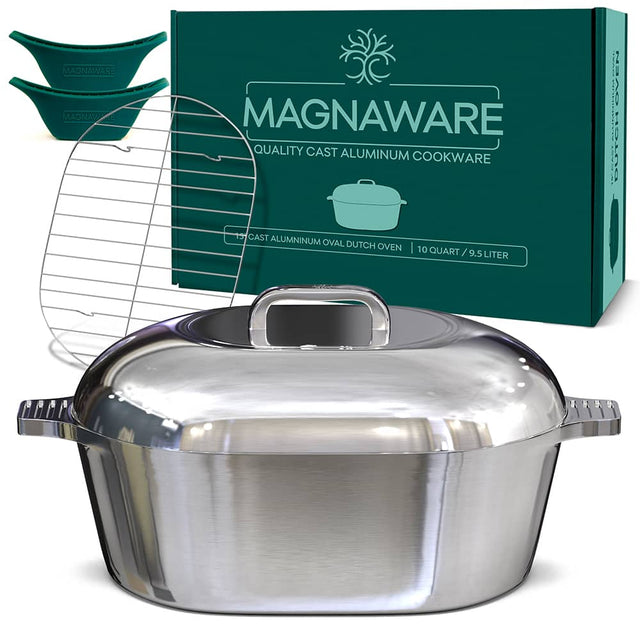 MAGNAWARE MAGNAWARE QUALITY CAST ALUMINUM COOKWARE PE PRESTALUME UUTHUI CT CAST ALUMINUM OVAL DUTCH OVEN | 10 QUART / 9.5 LITER