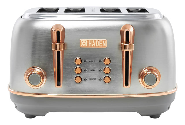 Front. Haden - Heritage 4 Slice Toaster - Steel/Copper.