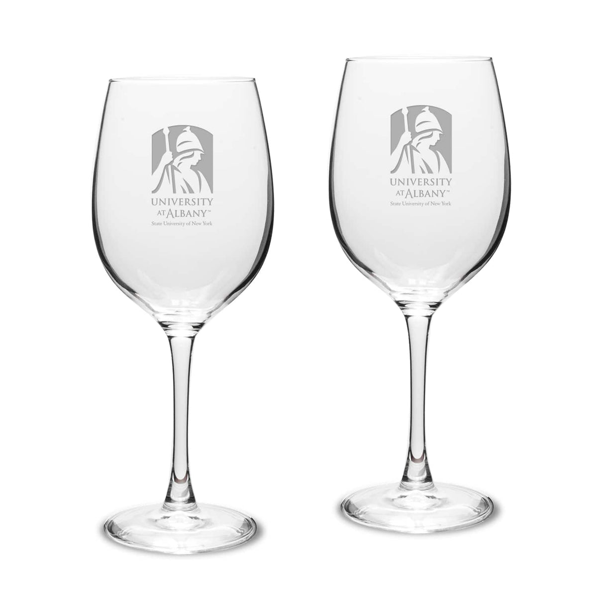 Jardine - UAlbany Great Danes 16oz. 2-Piece Traditional White Wine Glass Set - Multicolor