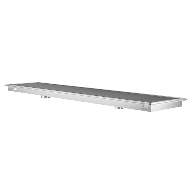 Front. Koolmore - 24" x 120" Stainless Steel Floor Trough Drain, 14-Gauge with Subway-Style Grating & Removable Drain Basket, NSF Listed - Stainless-Steel.