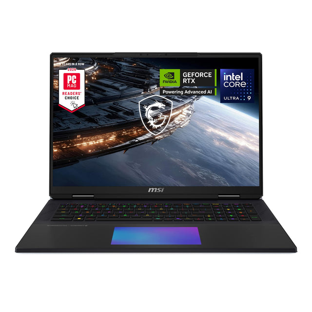 CARS IN A ROW 2026 PC MAG READERS' CHOICE GEFORCE intel NVIDIA RTX CORE Powering Advanced AI ULTRA 9 msi