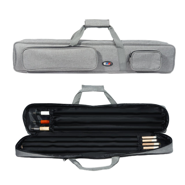 Front. GSE Games & Sports Expert - Grey 3x4 Soft Pool Cue Case Billiard Pool Cue Stick Carrying Bag- Holds 3 Butts and 4 Shafts - Grey.