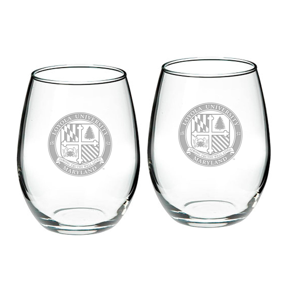 Jardine - Loyola Greyhounds 21oz. 2-Piece Stemless Wine Glass Set - Multicolor