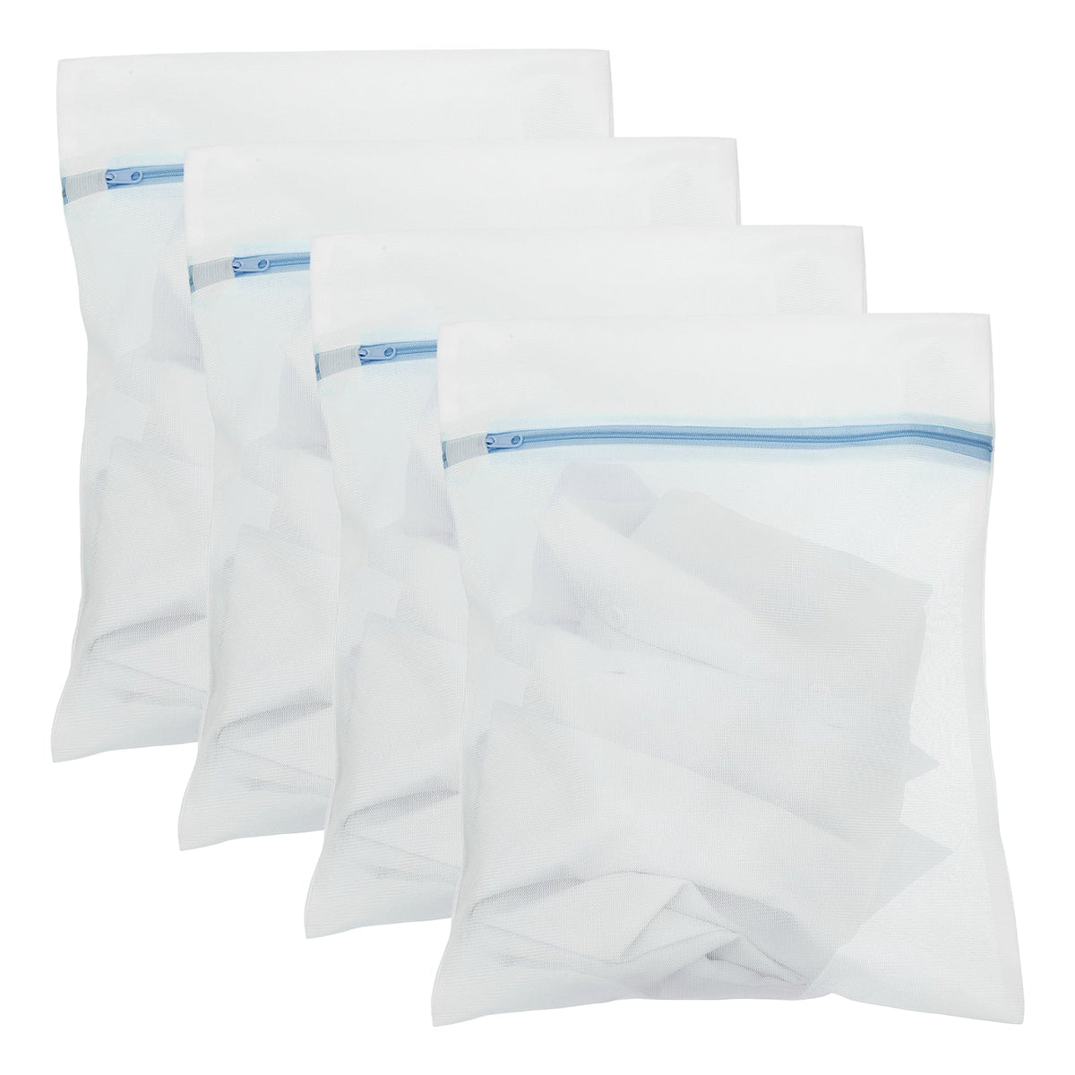 Unique Bargains - 4pcs Mesh Laundry Bags with Zipper Fine Net for Delicates 8x12 Inch for Travel Clothes, Bathroom, Dorm and Bras Socks - Blue