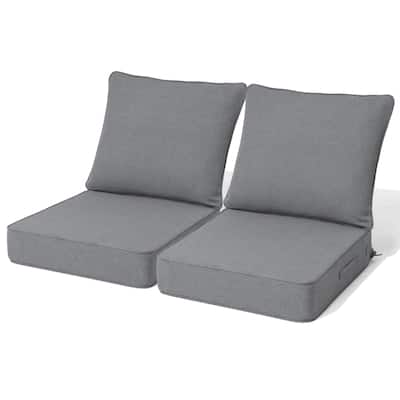 Front. Crestlive Products - Crestlive Products 1/2pc Outdoor Deep Seat Cushion Set 24 x 24 x 4.5in Seat Water and Fade Resistant - Gray.