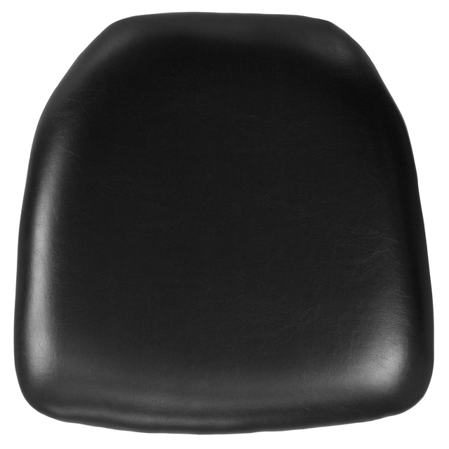 Front. Emma + Oliver - Hard Chiavari Dining Chair Cushion - Black Vinyl.