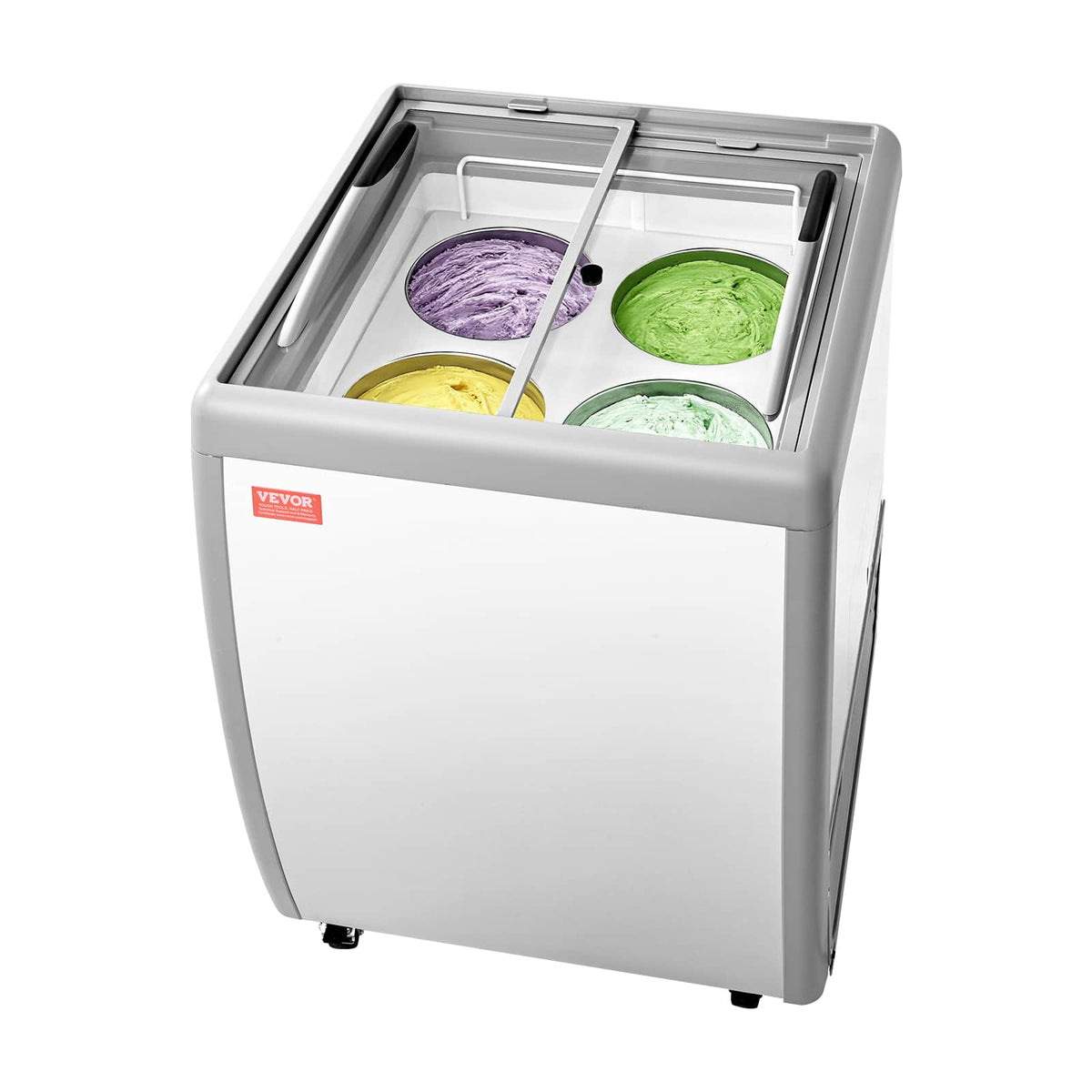VEVOR - Commercial Ice Cream Display Case, 5.6 Cu.ft Chest Freezer, Restaurant Gelato Dipping Cabinet Top Deep Freezer - White