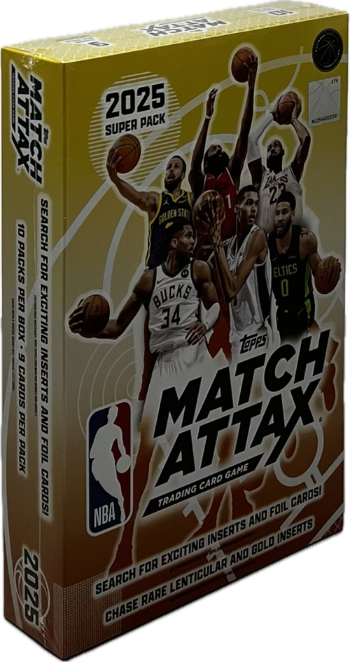 I MAAR 20 ZTY 2025 NC254400219 ATTAX SUPER PACK MATCH I ZANERS 1 22 GOLDEN STAT 10 SEARCH PACKS FOR ELTICS BUCKS I PER BOX EXCITING 34 TaPps 6 CARDS INSERTS MATCH PER AND PACK FOIL CARDS! ATTAX TRADING CARD GAME CARDS! NBA AND FOIL INSERTS INSERTS EXCITING GOLD AND FOR LENTICULAR 2025 SEARCH RARE CHASE